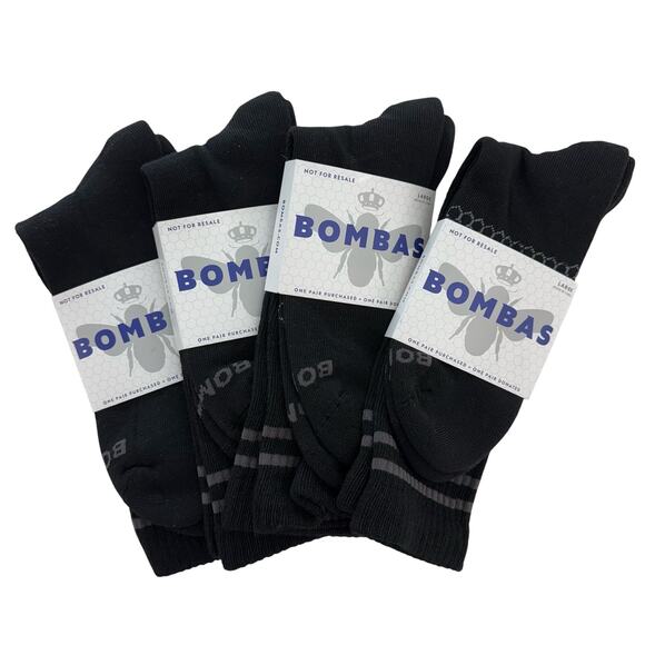 Bombas Socks Mid-Weight Crew Size L Black (4 Pairs) - Picture 1 of 5